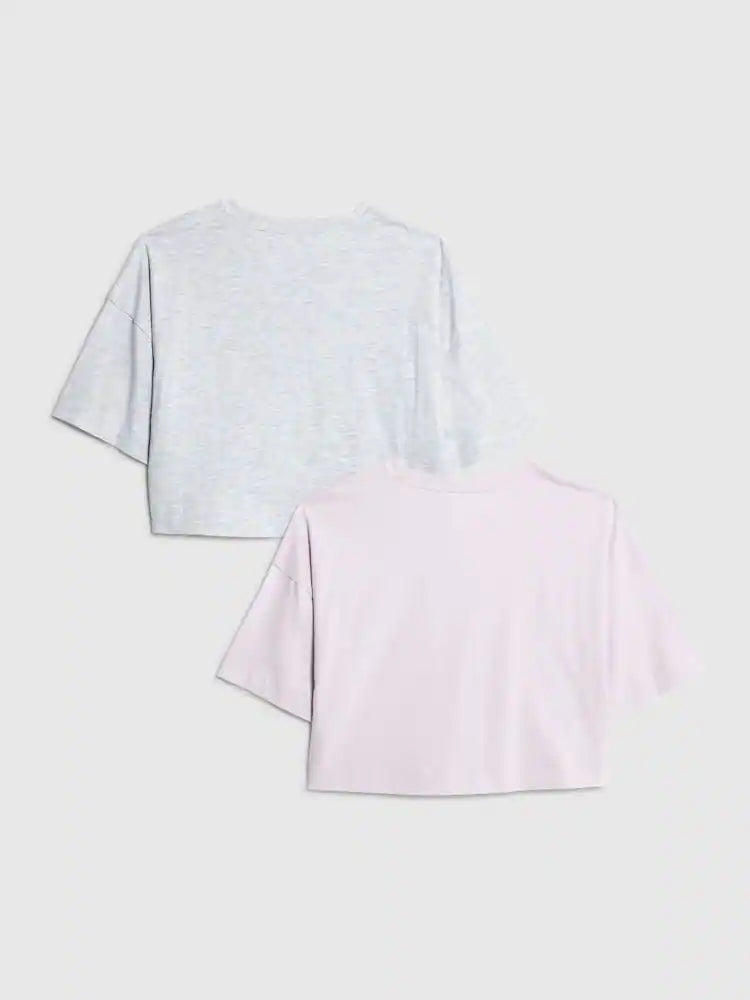 River Island Purple Bubble Font Crop 2 Pack T-Shirts