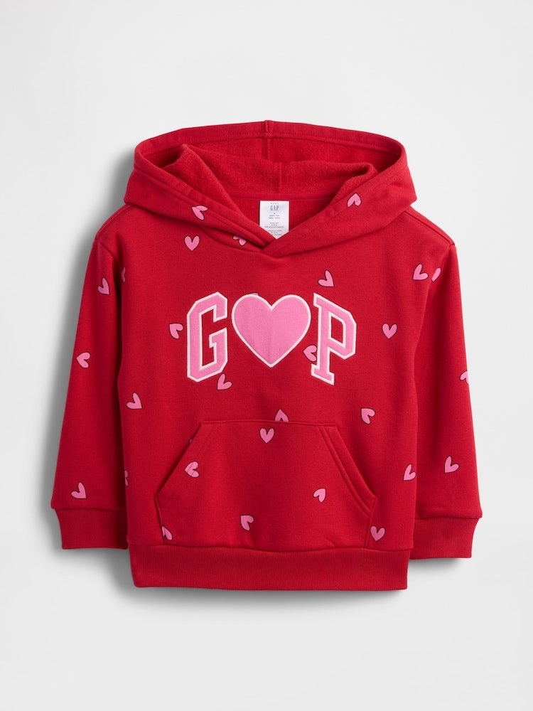 Gap Red Heart Print Logo Valentines Hoodie (6mths-5yrs)