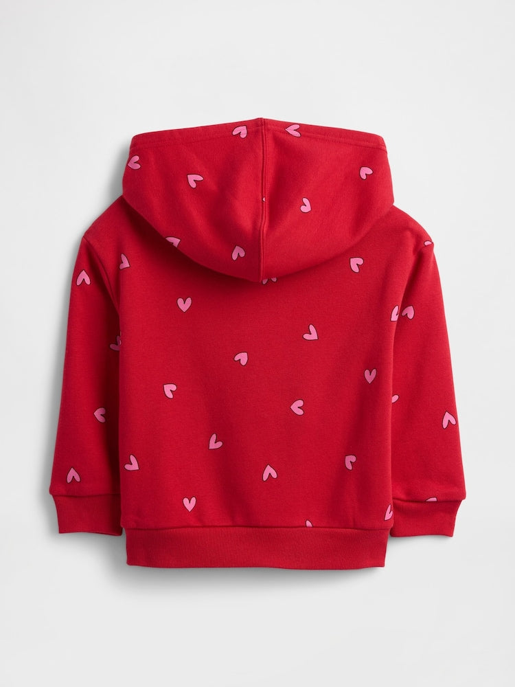 Gap Red Heart Print Logo Valentines Hoodie (6mths-5yrs)
