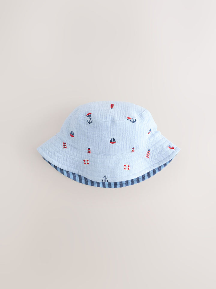 Blue Boats Cap Bucket Hats 2 Pack (3mths-10yrs)