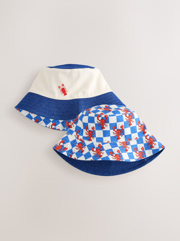 Red/White/Blue Lobster Reversible Bucket Hat (3mths-16yrs)