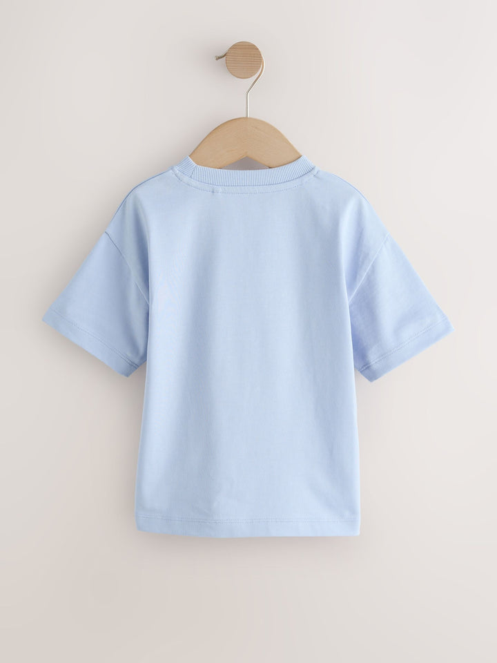 Grey/Brown/Blue/White Slogan Short Sleeve Graphic T-Shirts 4 Pack (3mths-7yrs)
