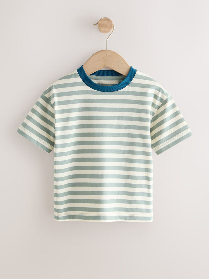 Blue Food Stripe Short Sleeve Graphic T-Shirts 3 Pack (3mths-7yrs)