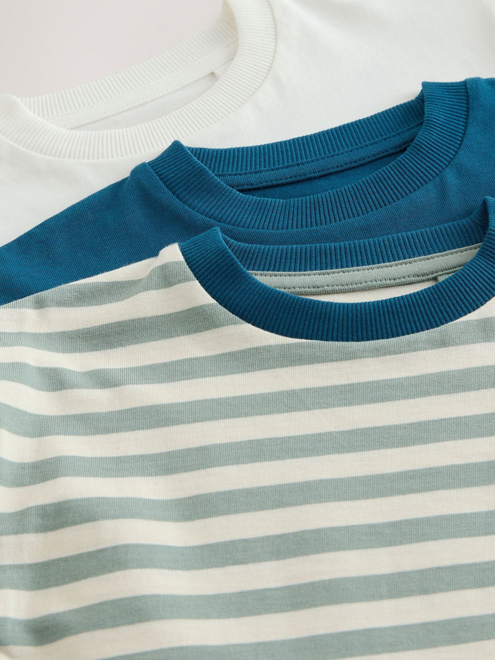 Blue Food Stripe Short Sleeve Graphic T-Shirts 3 Pack (3mths-7yrs)