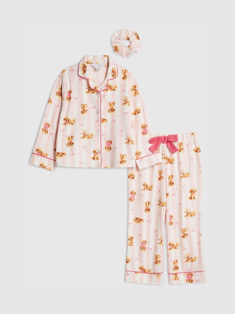 River Island Pink Long Sleeve Puppy Pyjamas