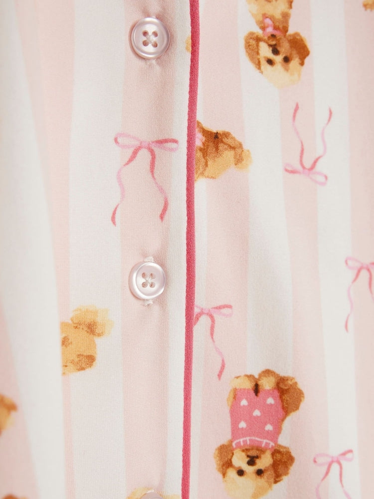 River Island Pink Long Sleeve Puppy Pyjamas