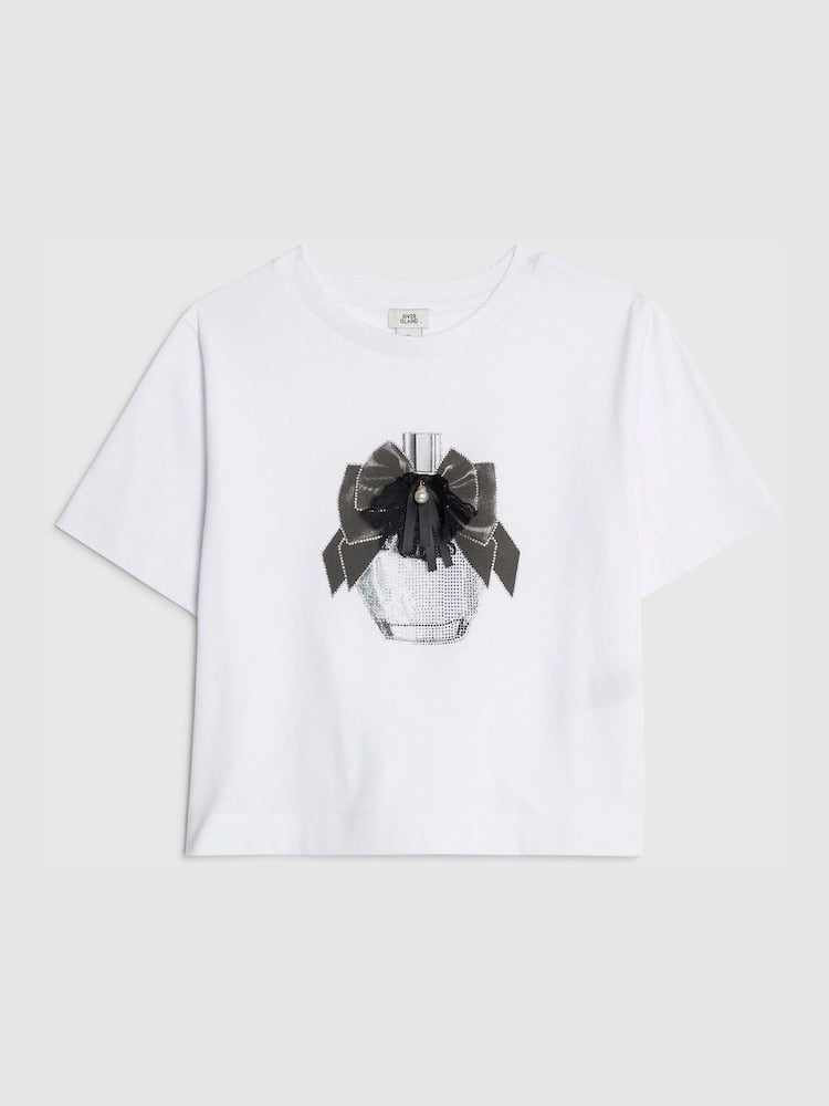 River Island White Hotfix Perfume T-Shirt