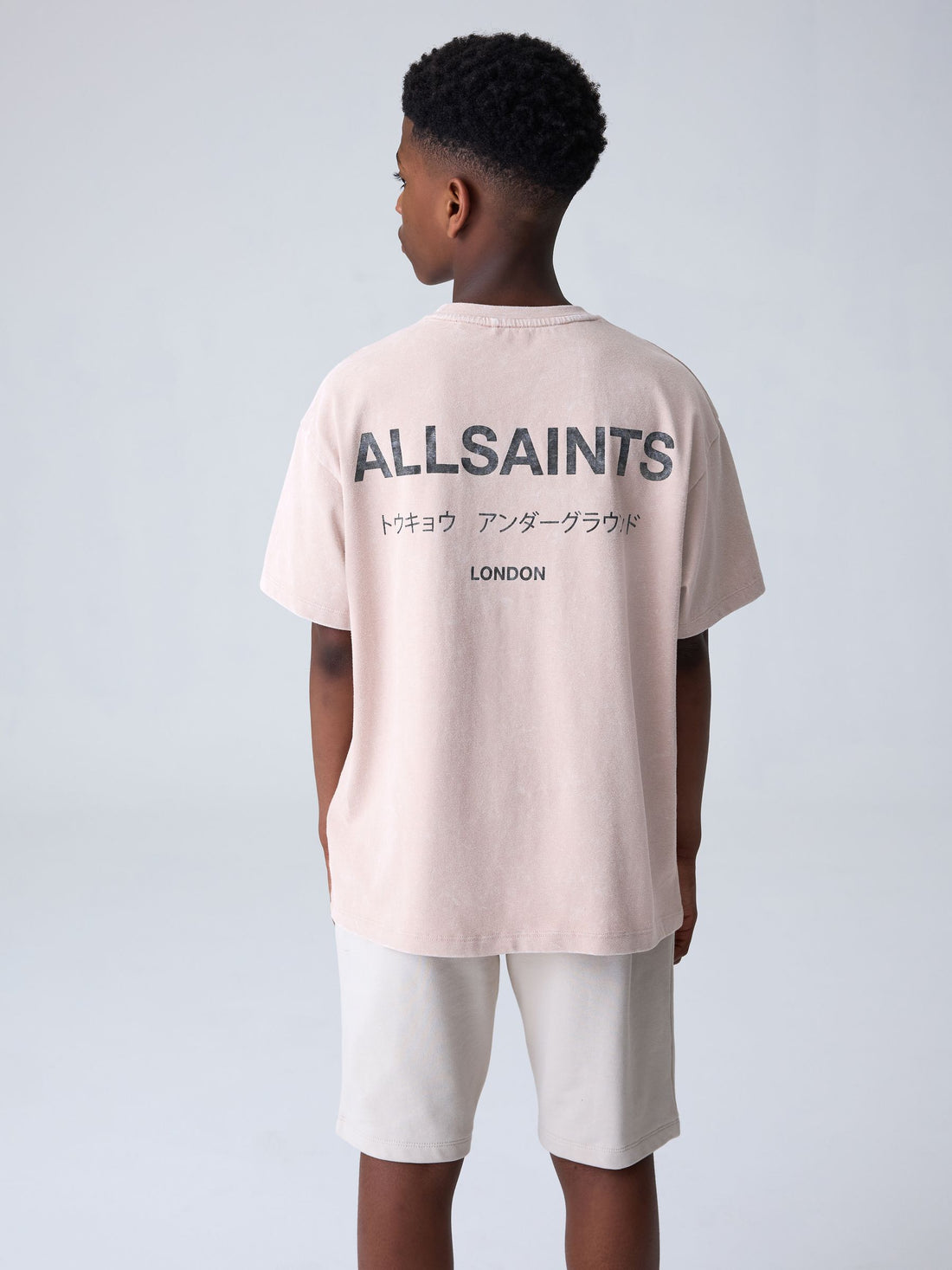 smALLSAINTS Washed Pink Oversized Underground Crew Neck Cotton T-Shirt