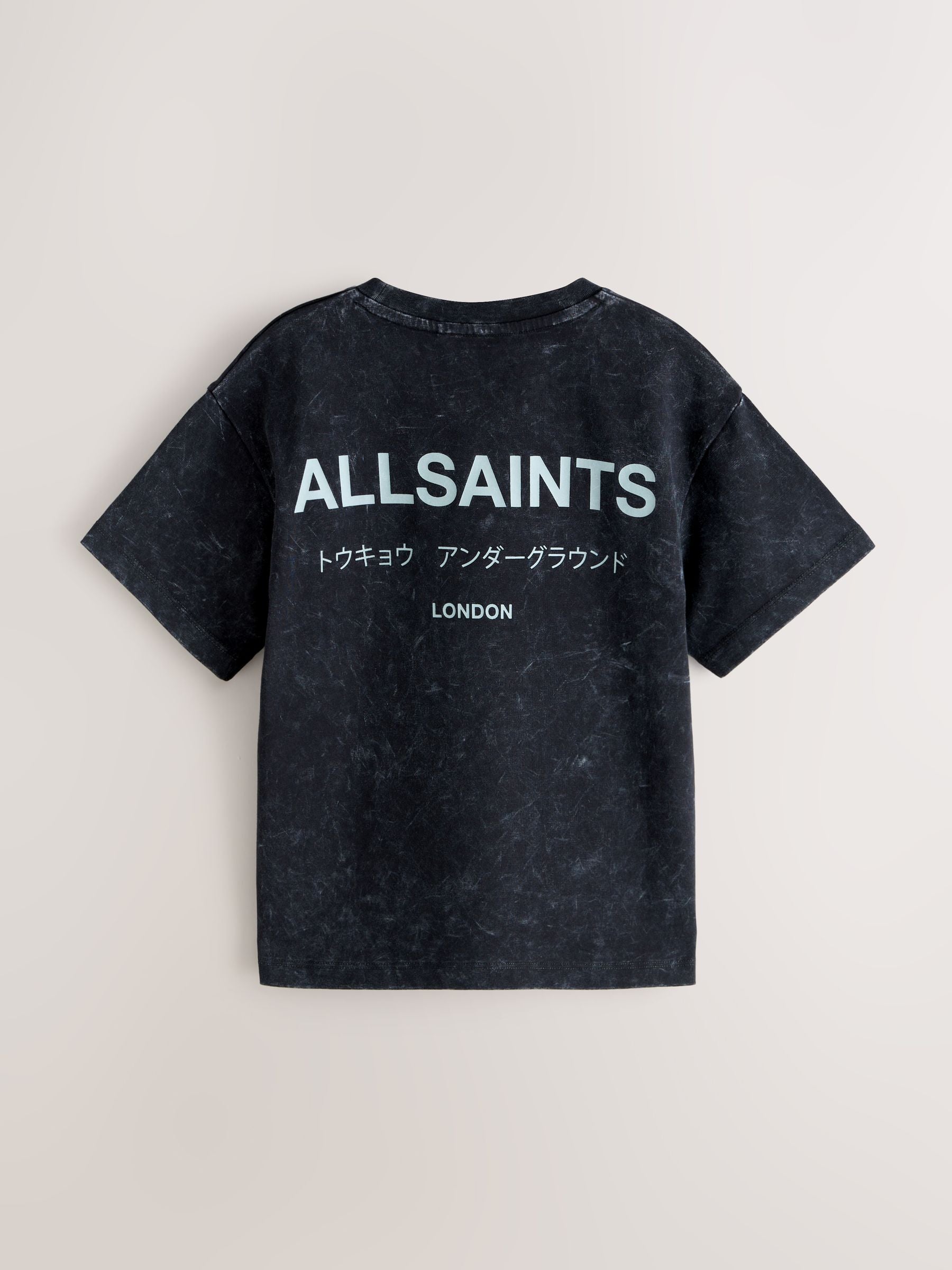 smALLSAINTS Washed Black Oversized Underground Crew Neck Cotton T-Shirt