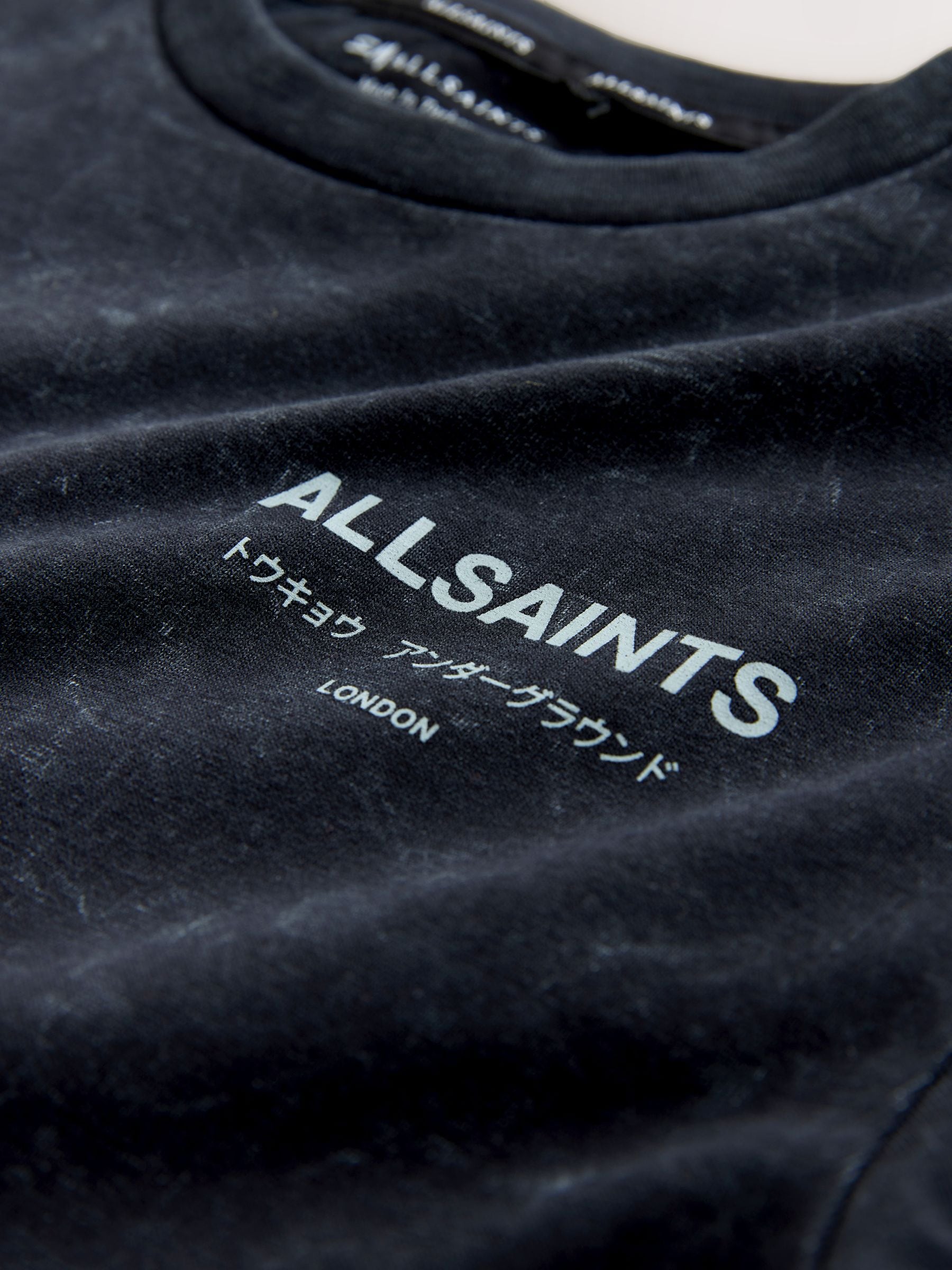 smALLSAINTS Washed Black Oversized Underground Crew Neck Cotton T-Shirt