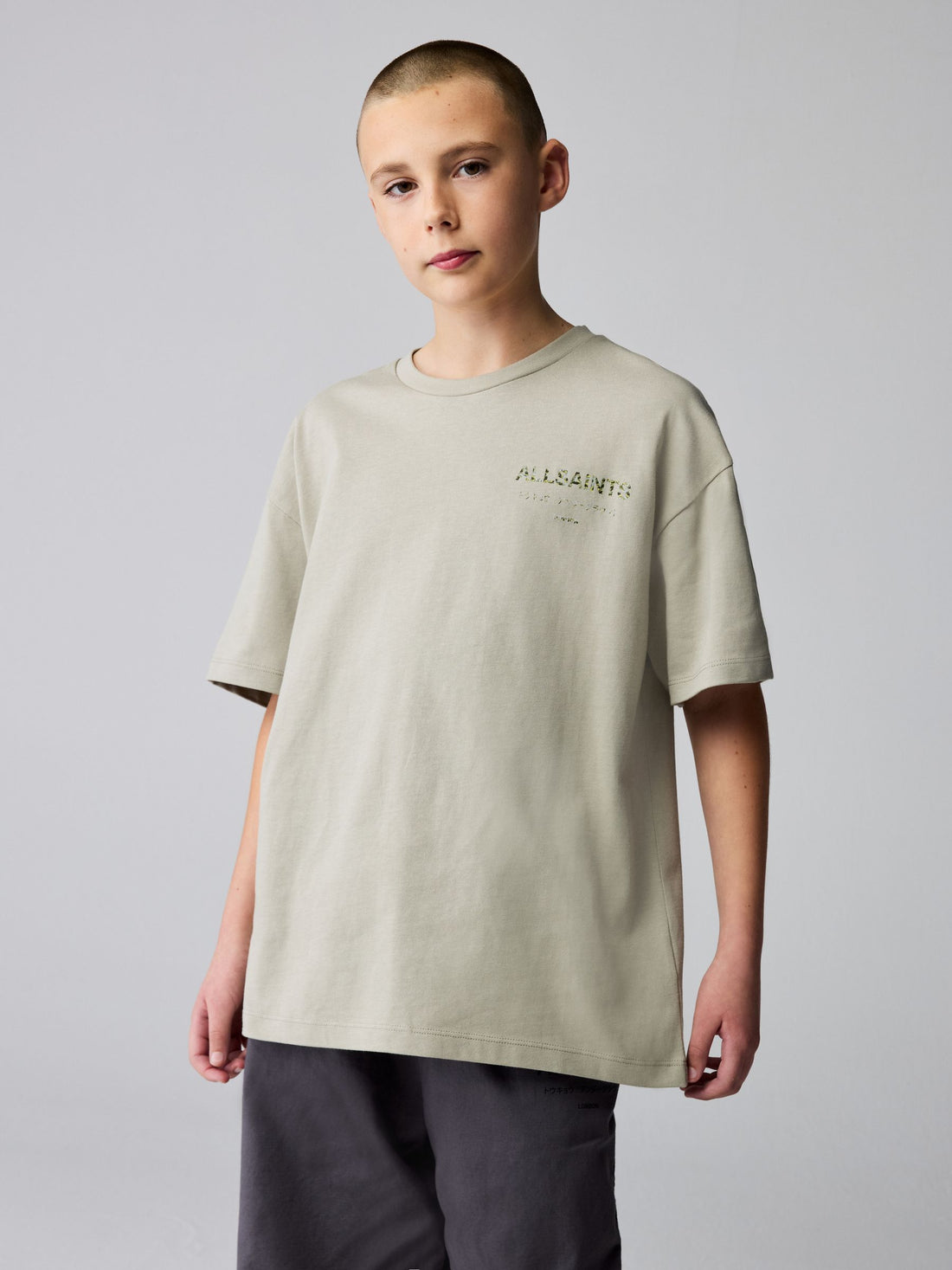 smALLSAINTS Stone/Camo Oversized Underground Crew Neck Cotton T-Shirt