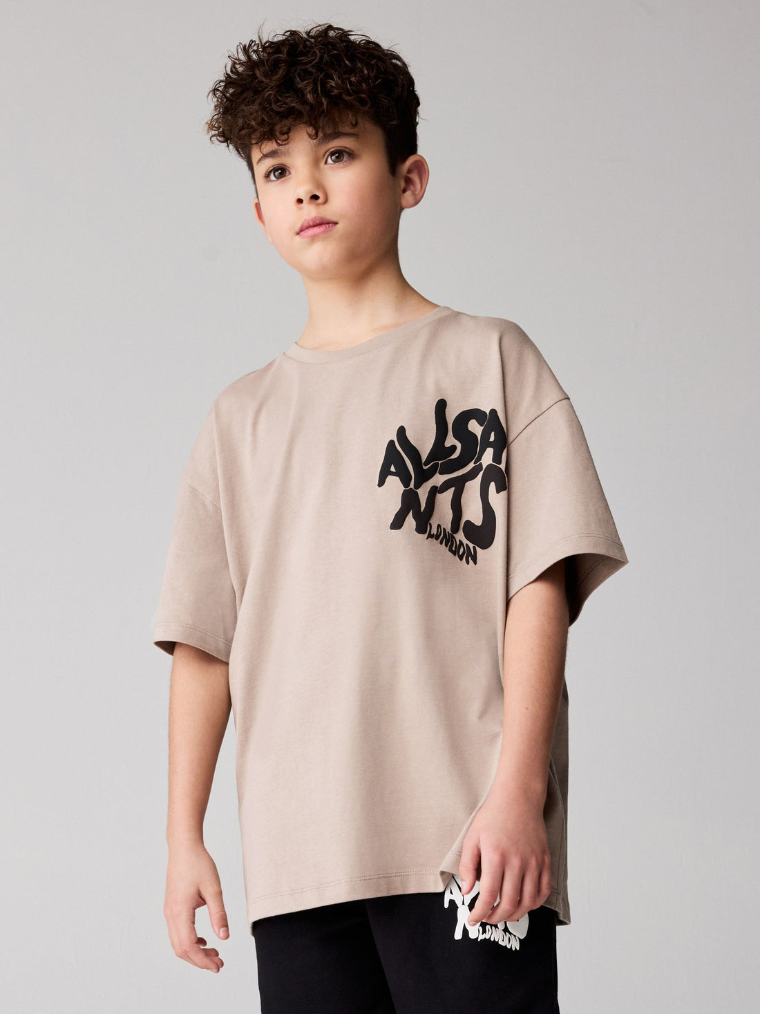 smALLSAINTS Light Brown Oversized Orlando Logo Crew Neck T-Shirt