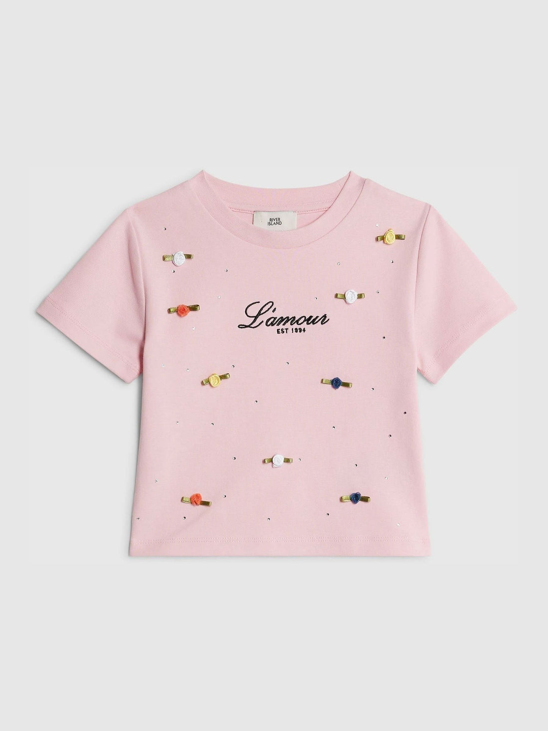 River Island Pink Lamour Rosette Baby T-Shirt