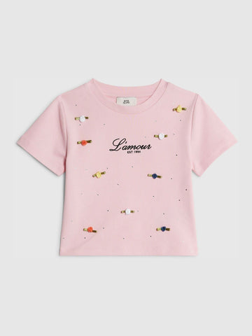 River Island Pink Lamour Rosette Baby T-Shirt