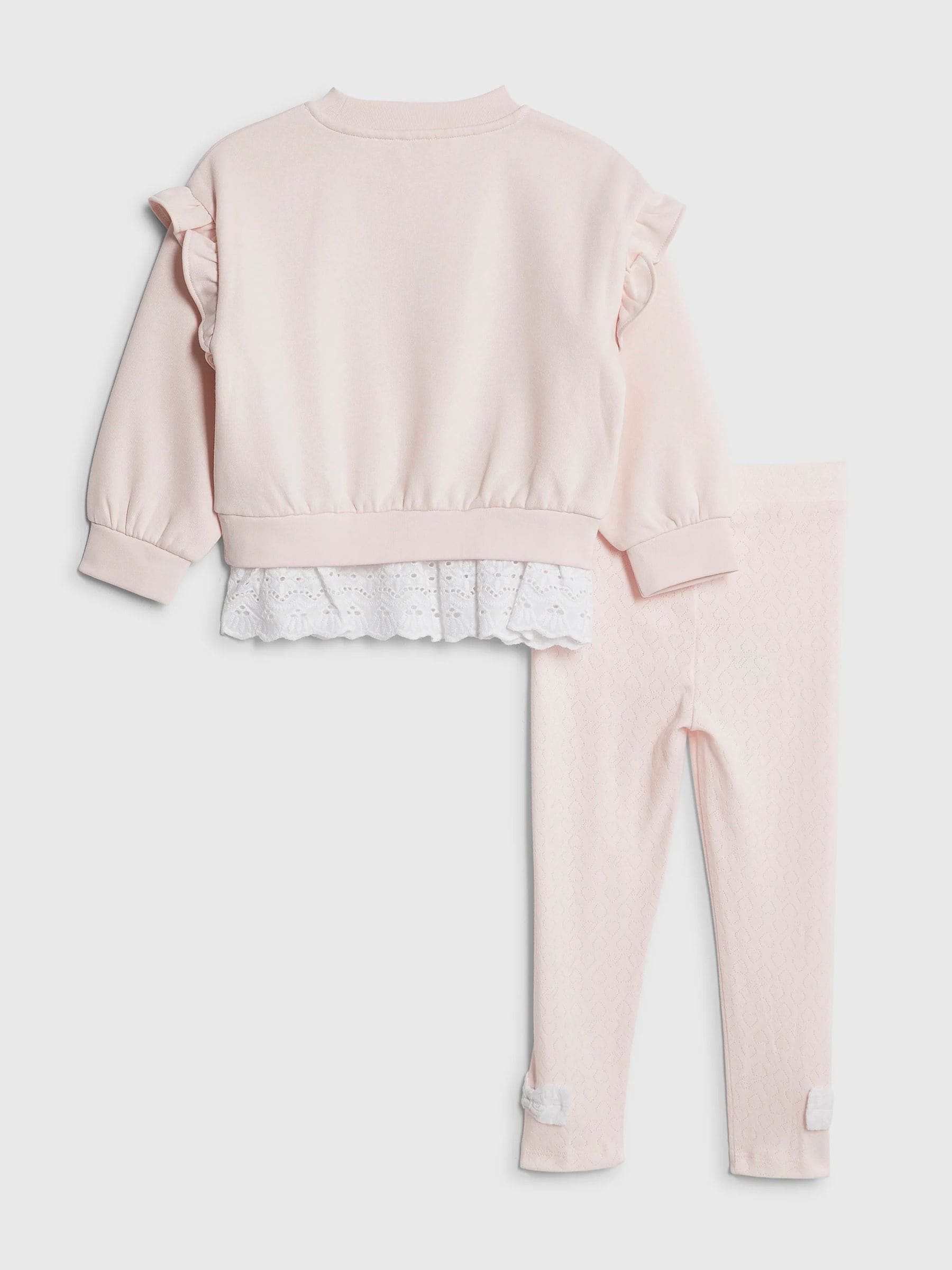 River Island Pink Broderie Frill Sweatshirt & Leggings Set