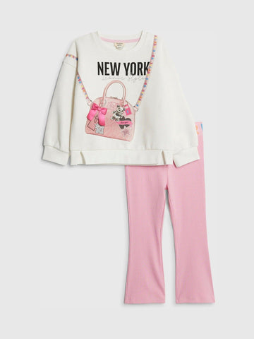 River Island Cream New York Sweatshirt and Jogger Set
