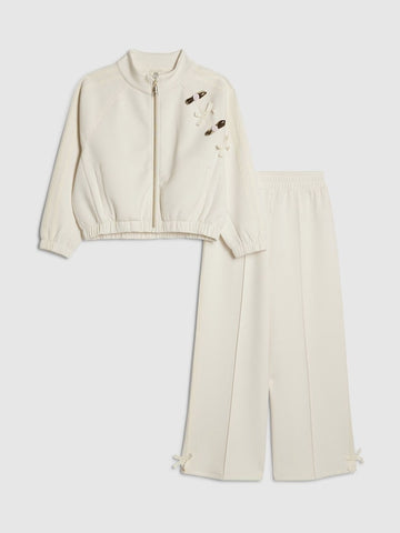 River Island Cream Rosette Wide Leg Tracksuit Set