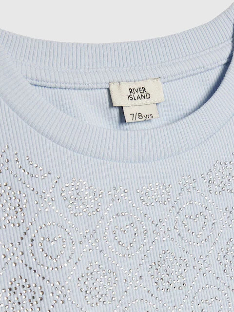 Girls River Island Blue RI Hotfix Baby  T-Shirt