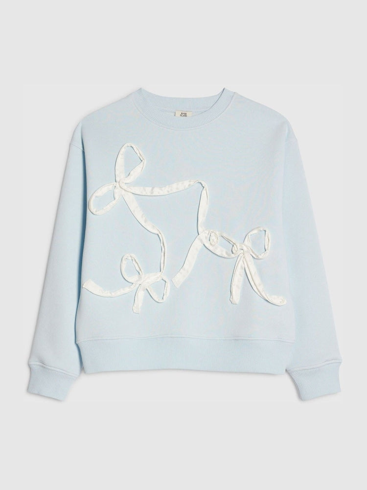 River Island Blue Bow Stitch Sweatshirt