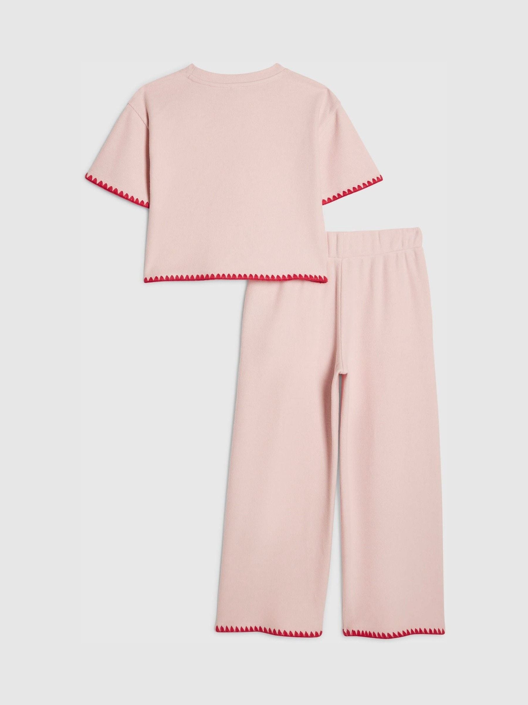 River Island Pink Whipstitch Cropped Top & Joggers Set