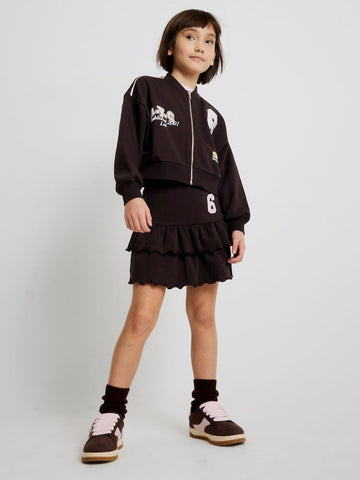 River Island Brown Graffiti Bomber Jacket & Rara Skirt Set