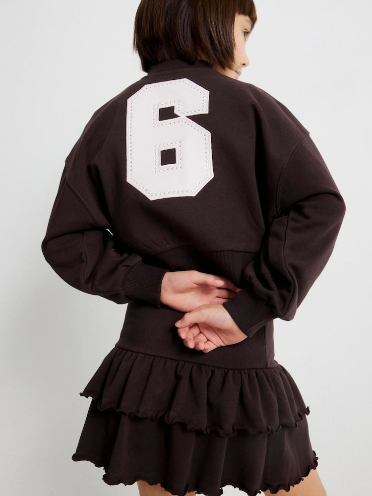 River Island Brown Graffiti Bomber Jacket & Rara Skirt Set