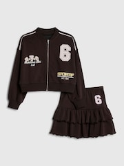River Island Brown Graffiti Bomber Jacket & Rara Skirt Set