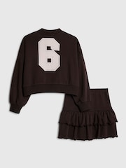 River Island Brown Graffiti Bomber Jacket & Rara Skirt Set