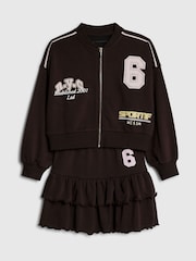 River Island Brown Graffiti Bomber Jacket & Rara Skirt Set