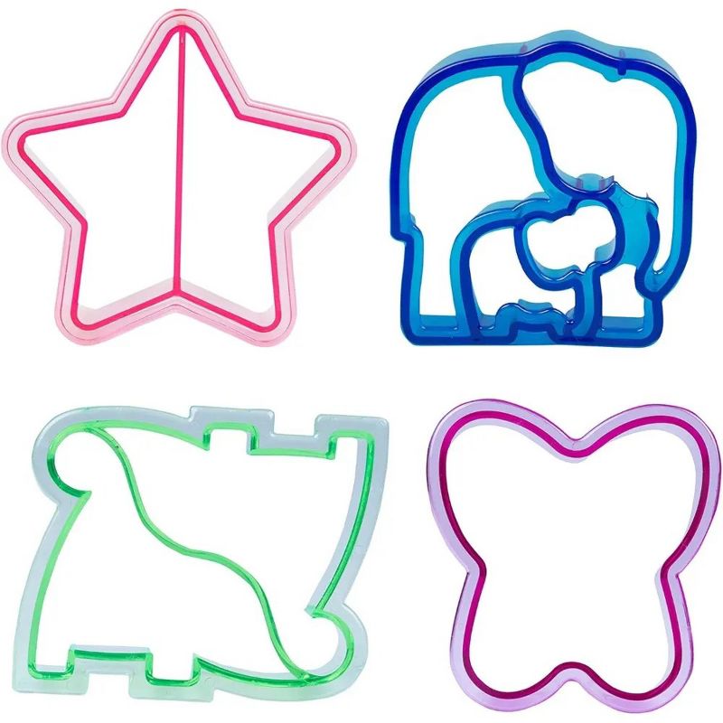 Bentology Sandwich Cutters for Kids, 4 pk - Cute Bread Crust & Cookie Cutters with Butterfly, Star, Dinosaur & Elephant - Great for Lunches & Baking