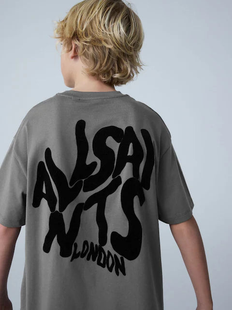 Boys smALLSAINTS Charcoal Grey/Flocked Orlando T-Shirt and Sweat Shorts Set