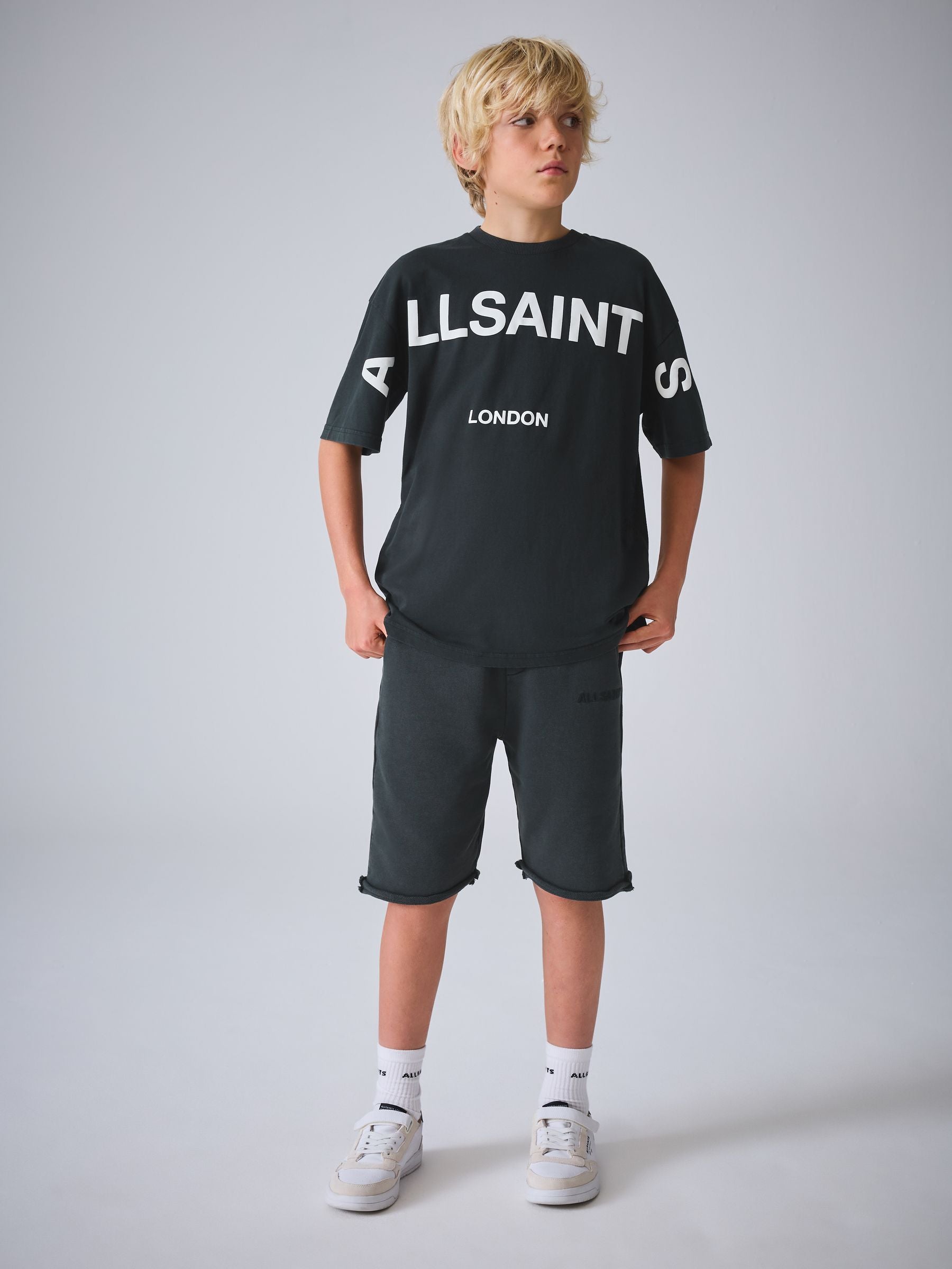 smALLSAINTS Black Biggy Oversized T-Shirt and Sweat Shorts Set