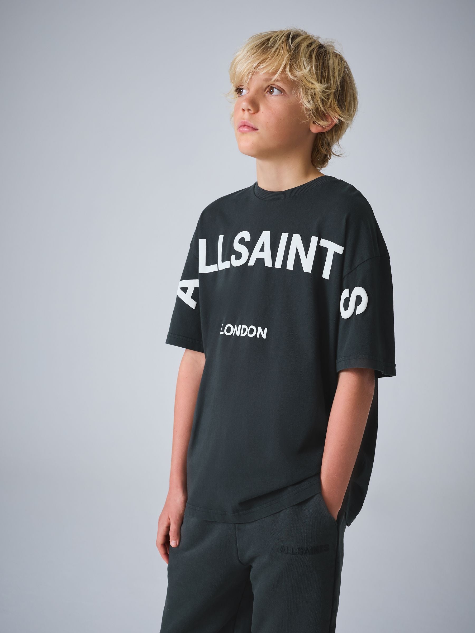 smALLSAINTS Black Biggy Oversized T-Shirt and Sweat Shorts Set
