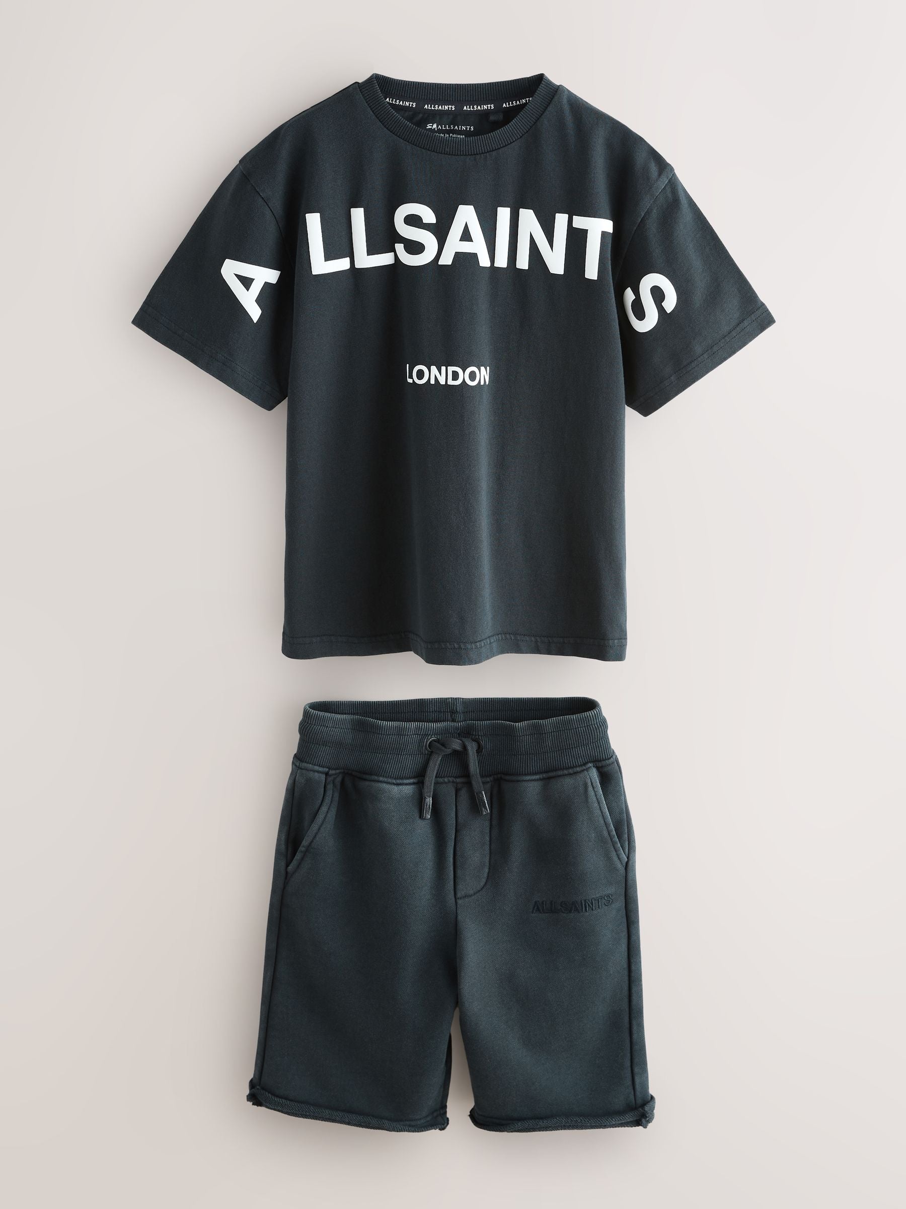 smALLSAINTS Black Biggy Oversized T-Shirt and Sweat Shorts Set