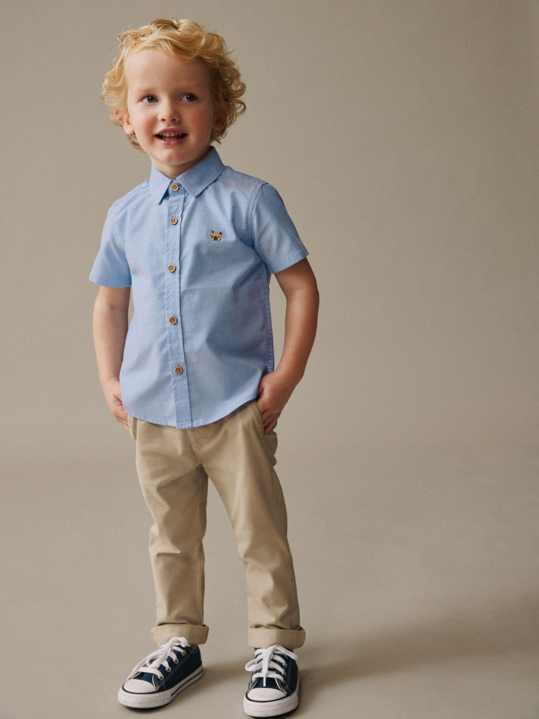 Blue Character Short Sleeve Oxford Shirt (3mths-7yrs)