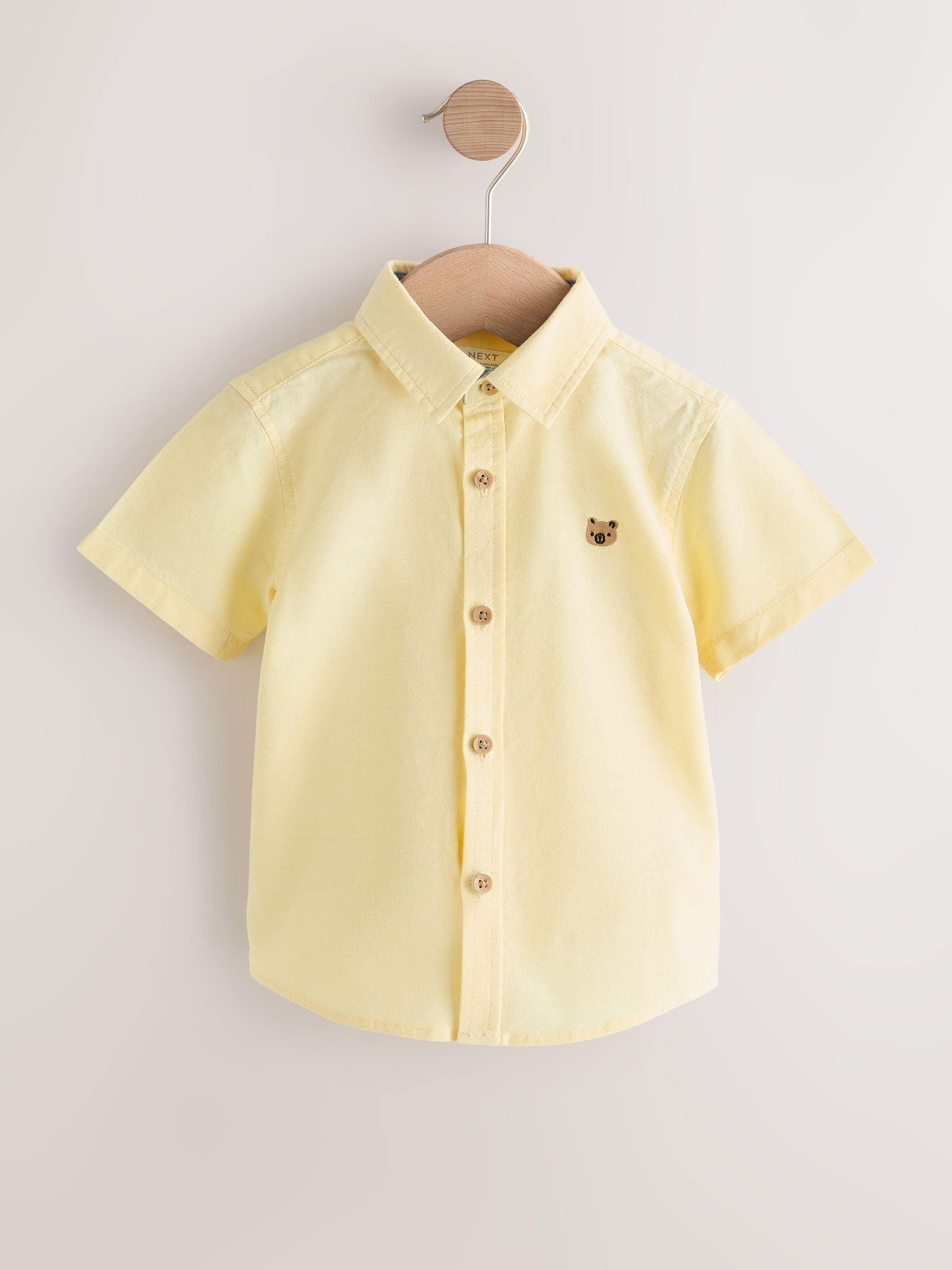 Yellow Gingham Character Short Sleeve Oxford Shirt (3mths-7yrs)