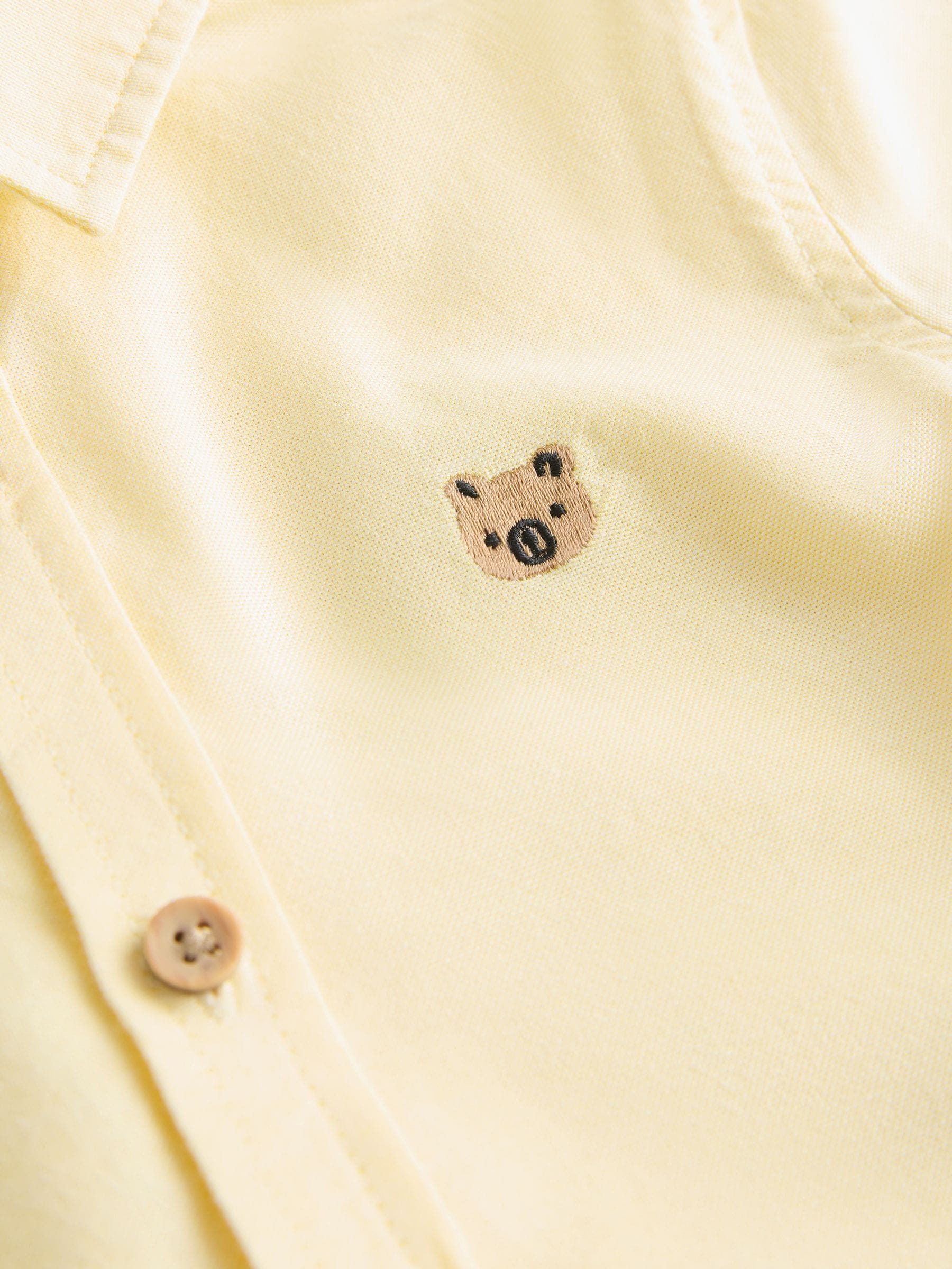 Yellow Gingham Character Short Sleeve Oxford Shirt (3mths-7yrs)