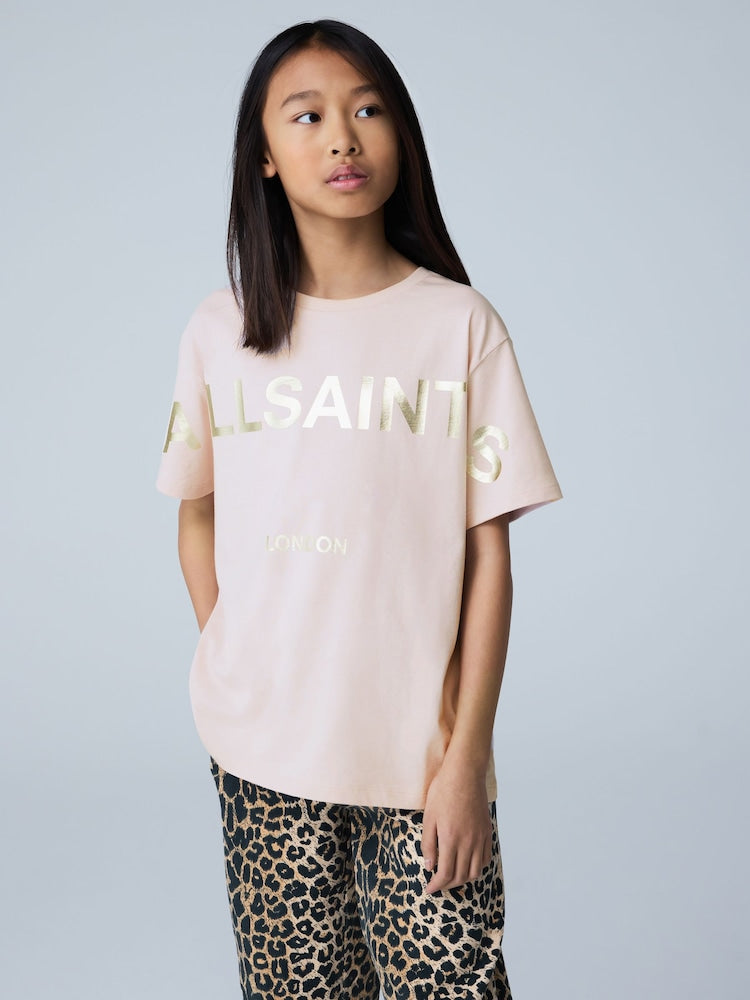 smALLSAINTS Light Pink Biggy Logo Relaxed Crew T-Shirt