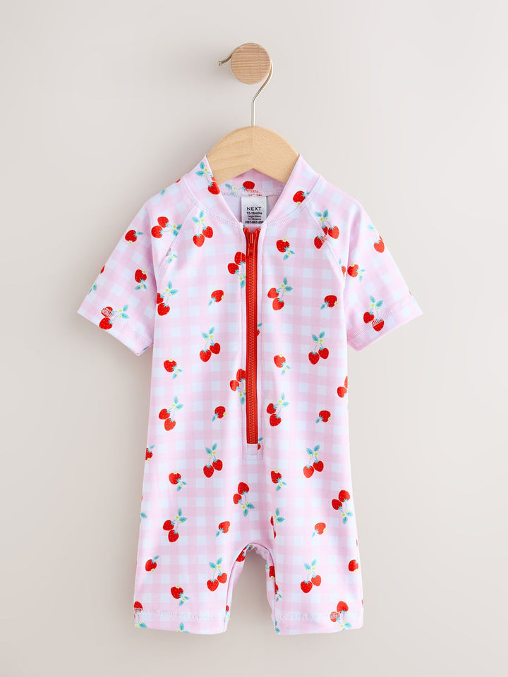 Pink Cherry Gingham Sunsafe Swimsuit (3mths-10yrs)