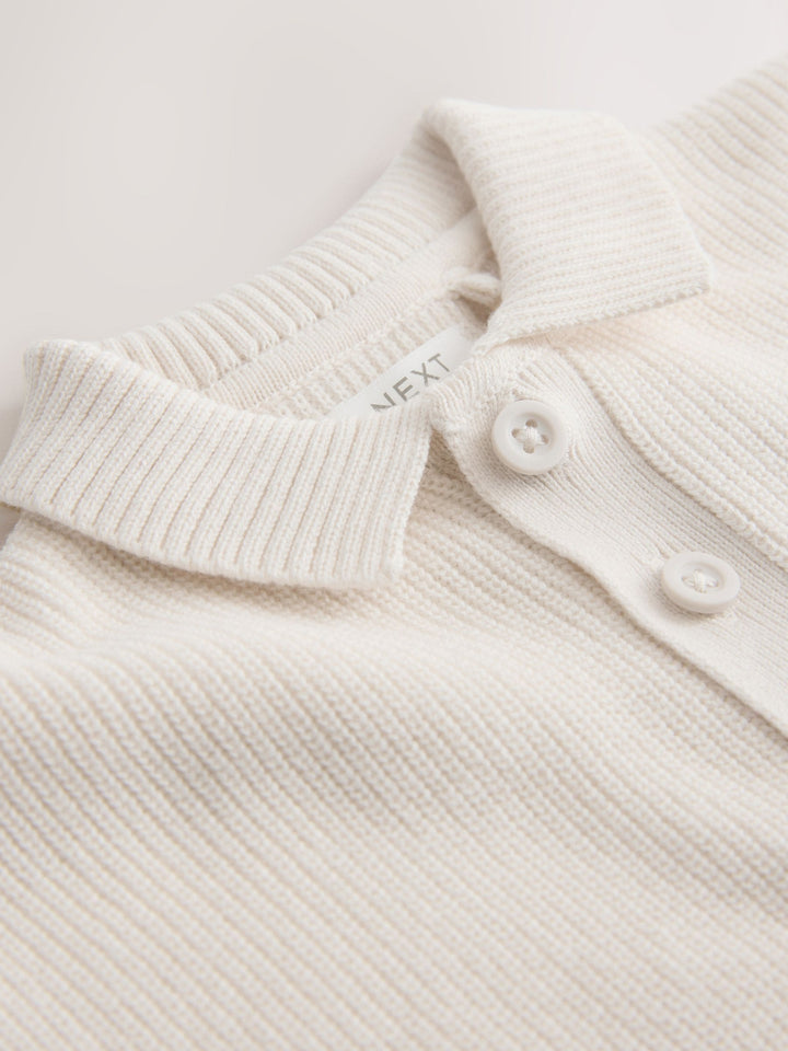 Neutral Bear Character Button Neck Knitted Polo Shirt (3mths-7yrs)