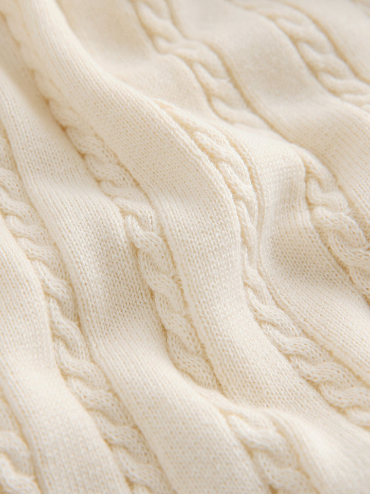 Ecru Cable Knit Polo Shirt (3mths-7yrs)