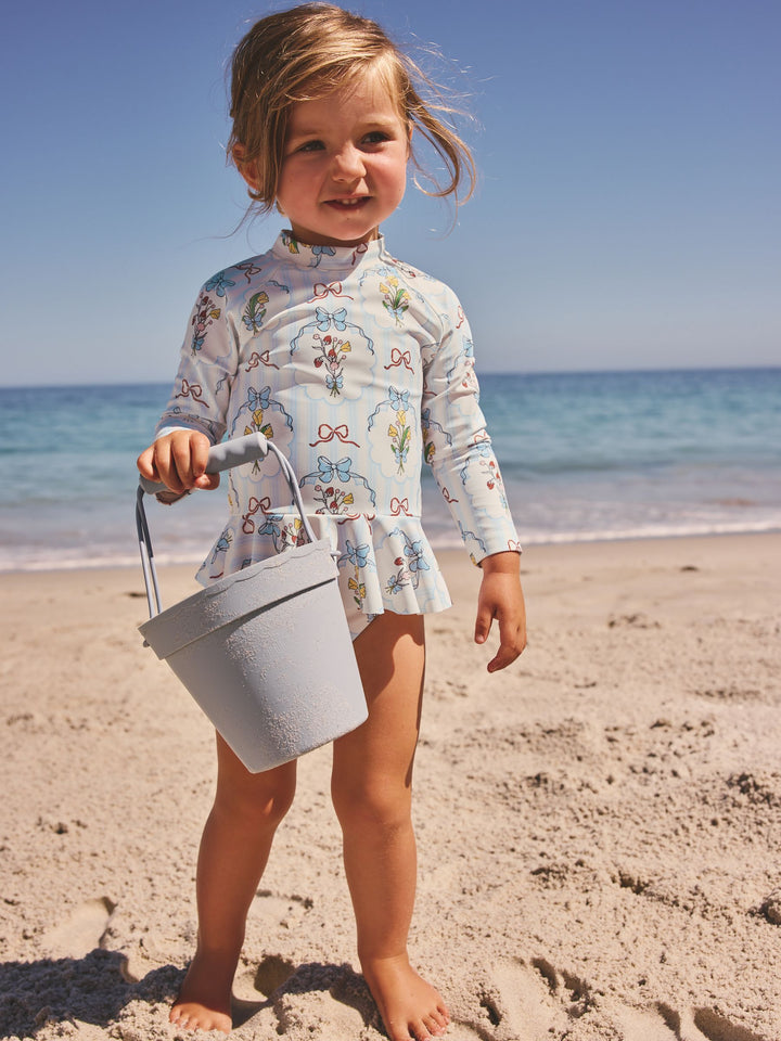 Blue/White Bow Sunsafe Swim Set (3mths-7yrs)