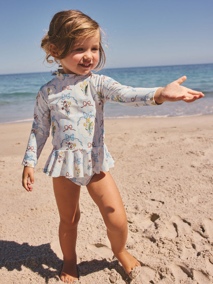 Blue/White Bow Sunsafe Swim Set (3mths-7yrs)