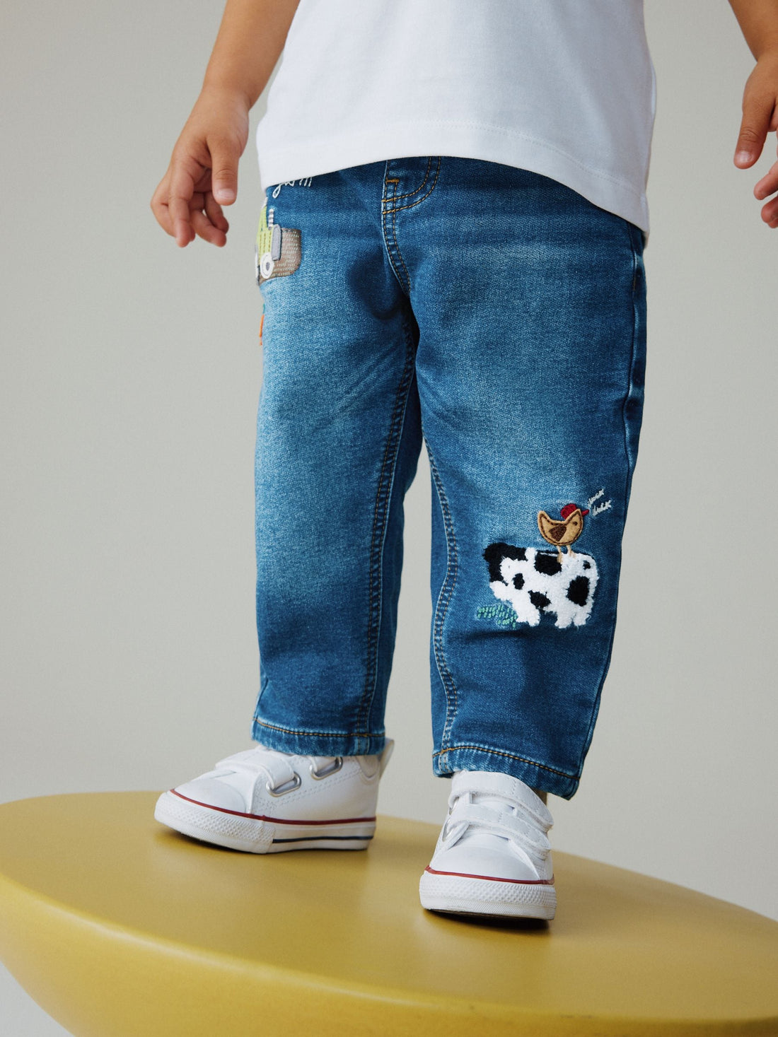 Dark Blue Character Farm Loose Pull On Jeans (3mths-7yrs)