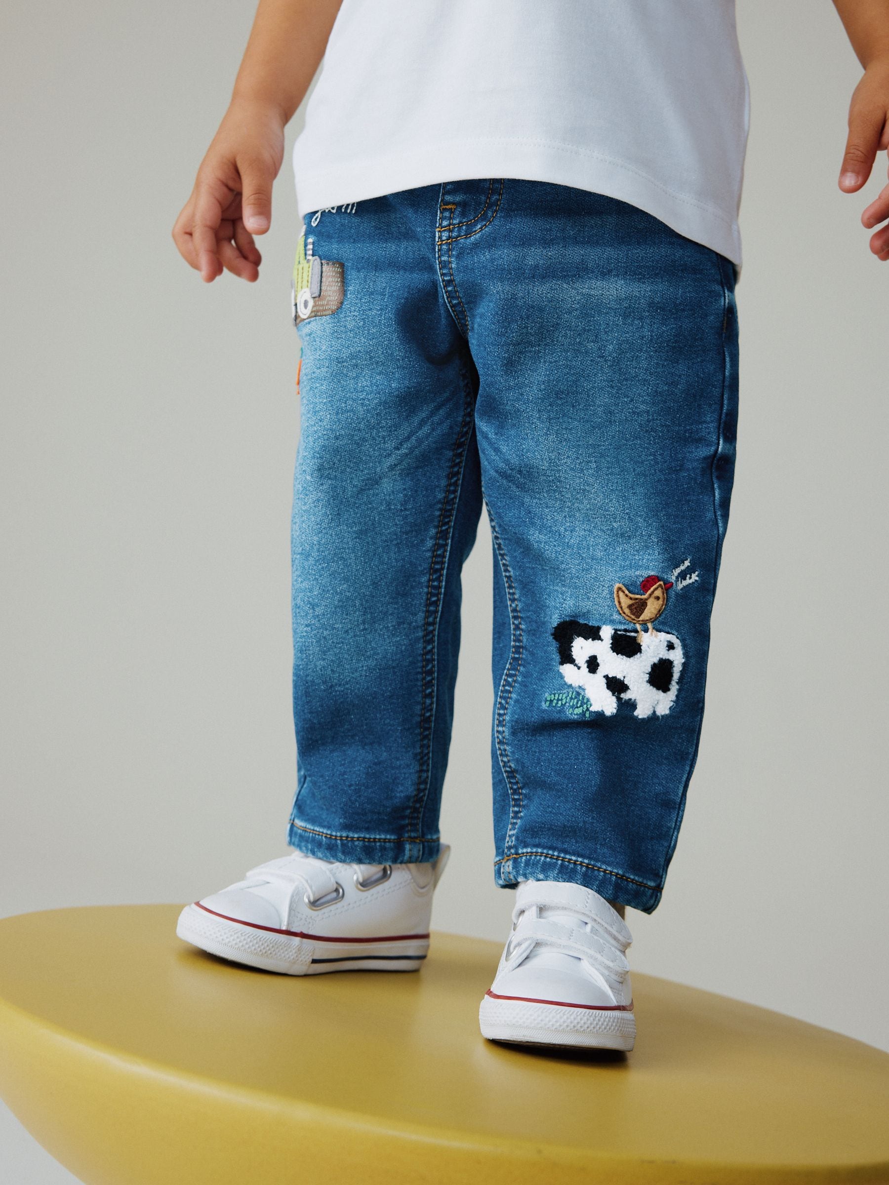 Dark Blue Character Farm Loose Pull On Jeans (3mths-7yrs)