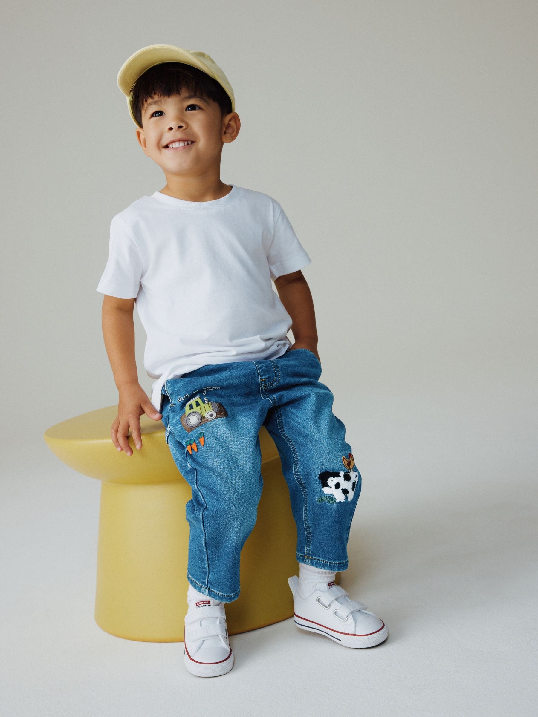 Dark Blue Character Farm Loose Pull On Jeans (3mths-7yrs)