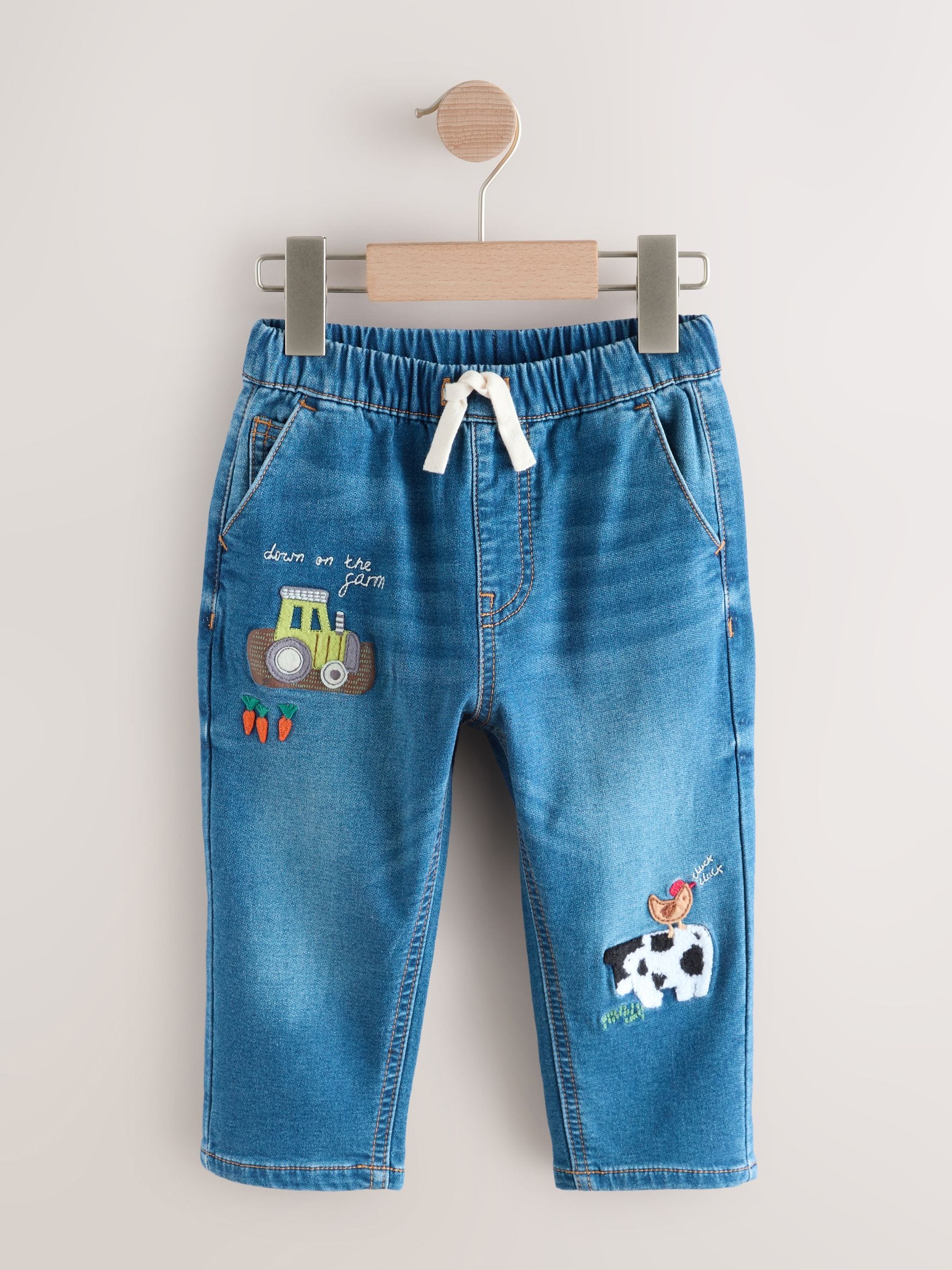 Dark Blue Character Farm Loose Pull On Jeans (3mths-7yrs)