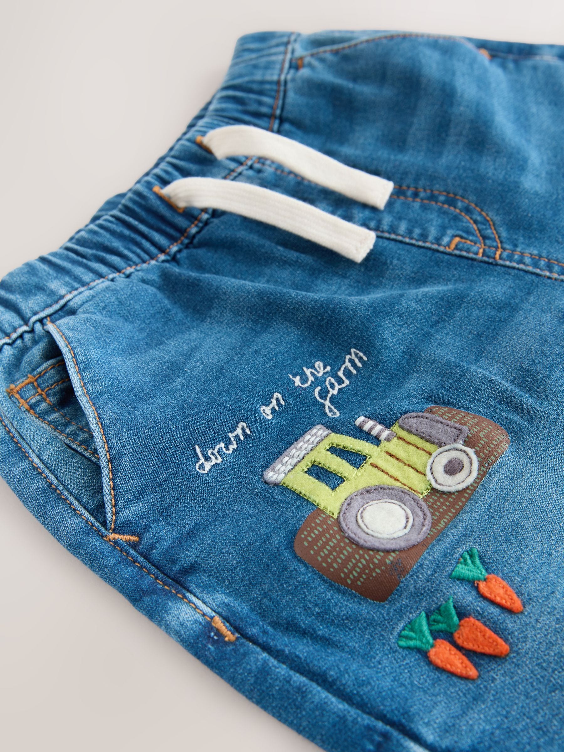 Dark Blue Character Farm Loose Pull On Jeans (3mths-7yrs)