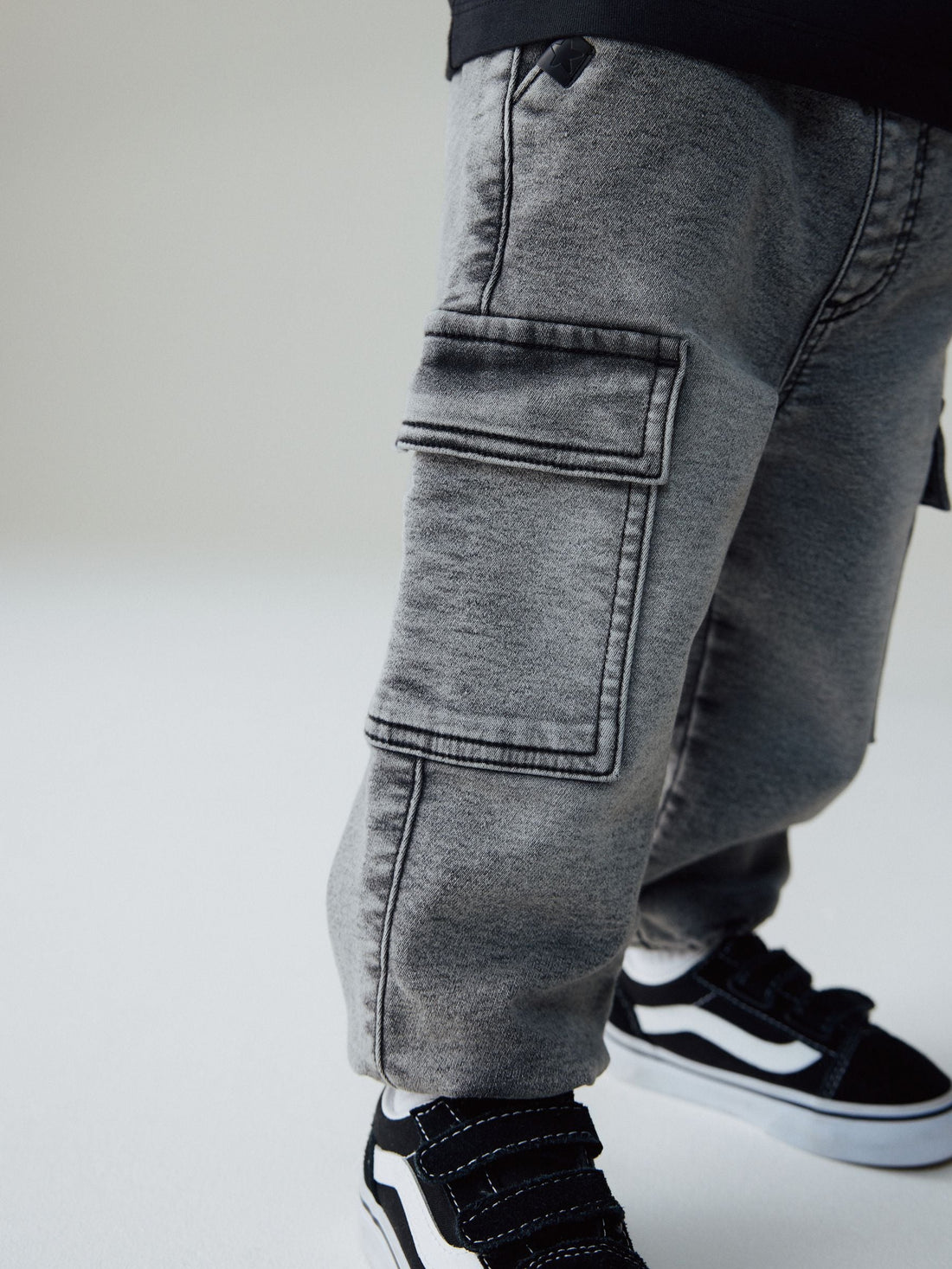 Grey Comfort Stretch Wide Cargo Jeans (3mths-7yrs)