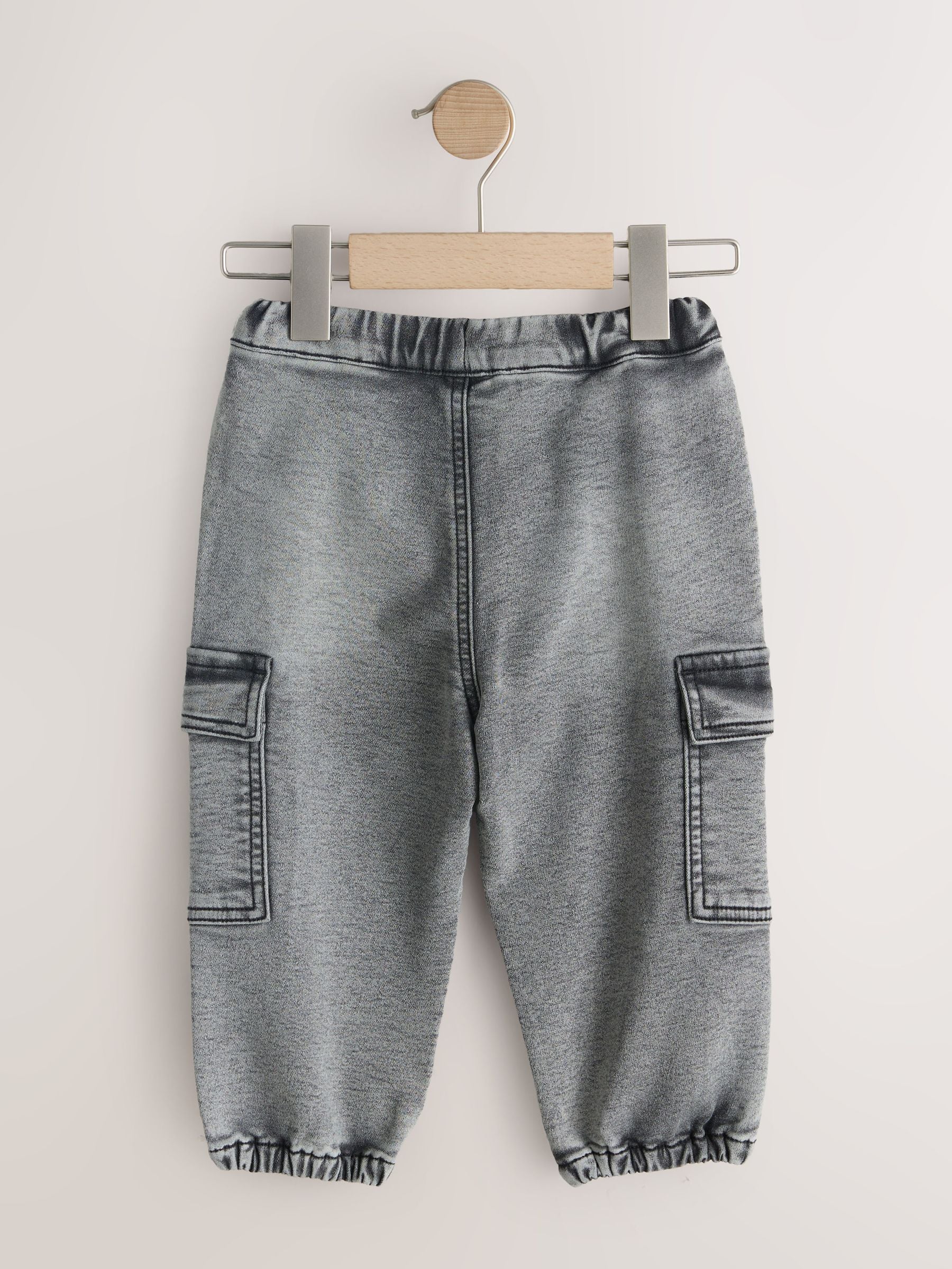 Grey Comfort Stretch Wide Cargo Jeans (3mths-7yrs)